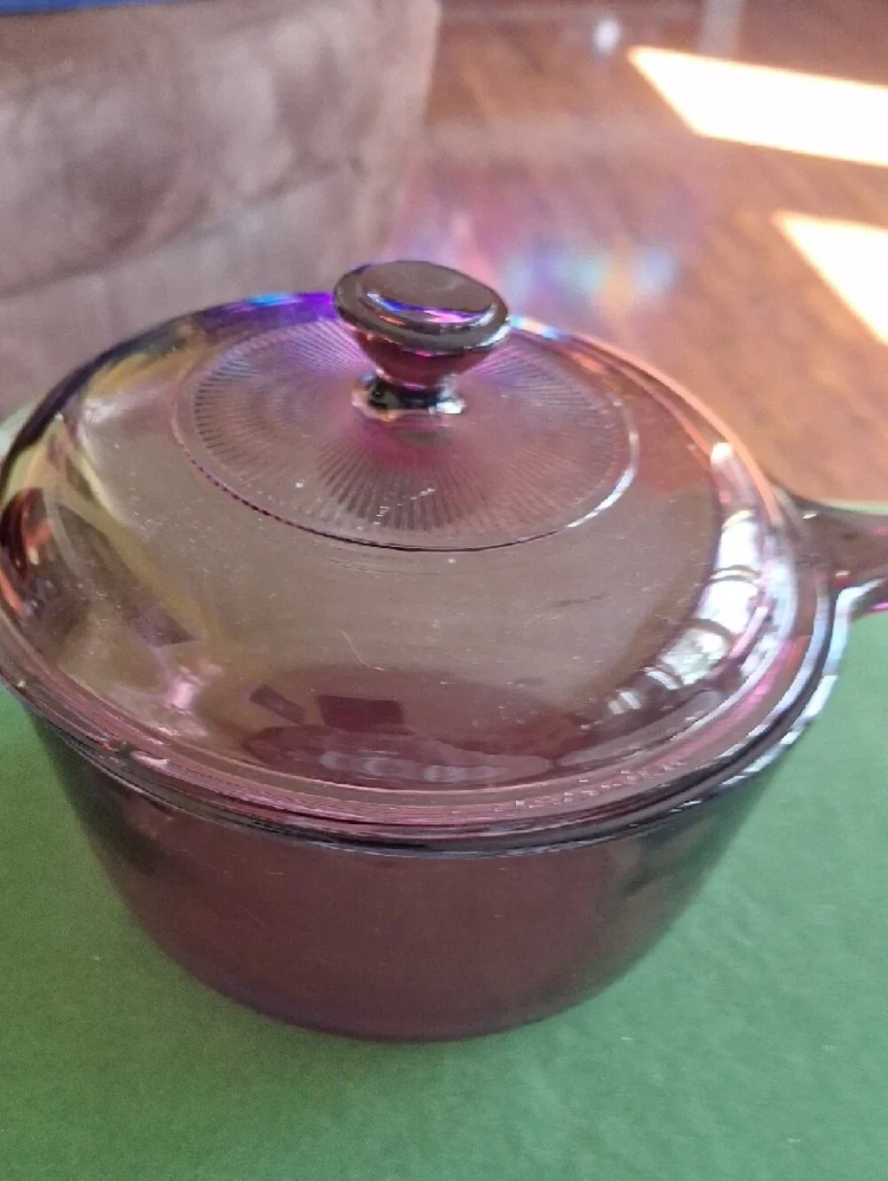 Vision Purple Glass Saucepan with Lid - Elegant Heat-Resistant Cookware